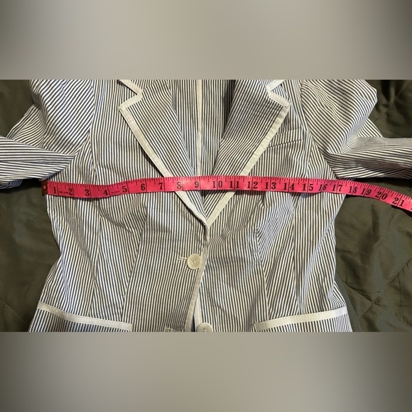 Blue and white pinstriped blazer jacket  by Renuar size 6 - Picture 6 of 7